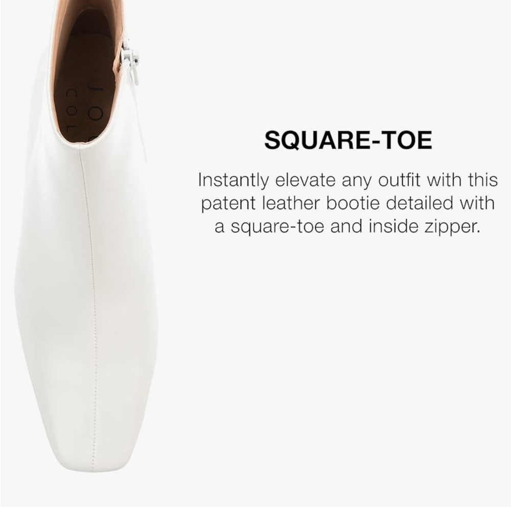 JOURNEE SIGNATURE Tabbie Pointed Toe Bootie White Block Heel patent leather - Picture 12 of 16